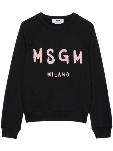 Logo Print Cotton Sweatshirt Black - MSGM - BALAAN 1