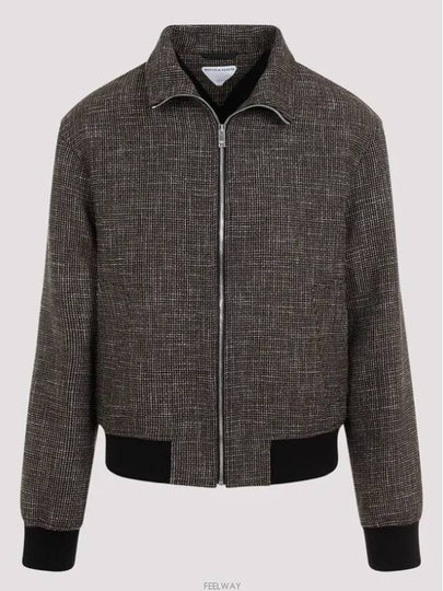 Pied De Poule Blouson Zip Up Jacket Black Charcoal - BOTTEGA VENETA - BALAAN 2