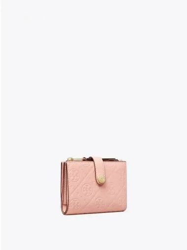 Monogram leather double sided card wallet half blush domestic product GM0024072627724 - TORY BURCH - BALAAN 1