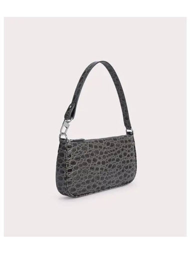 Rachel Circular Croco Embossed Leather Shoulder Bag Cement - BY FAR - BALAAN 1