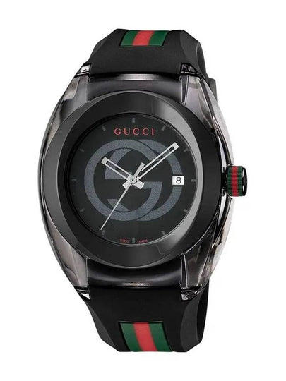 Sync Men's Black Dial and Black Rubber Strap Wristwatch - GUCCI - BALAAN 2