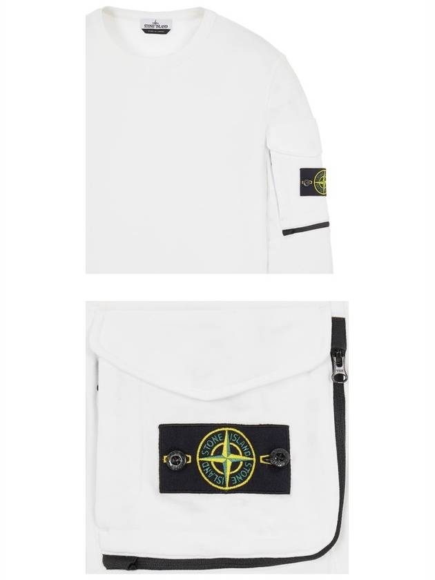 Waffen Patch Zipper Pocket Sweatshirt White - STONE ISLAND - BALAAN 6