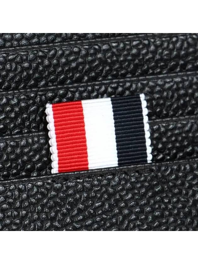 Pebble Grain Leather Half Wallet Black - THOM BROWNE - BALAAN 9