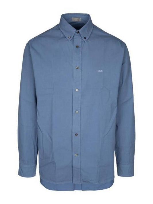 Cotton Twill Long Sleeve Shirt Blue - DIOR - BALAAN 1