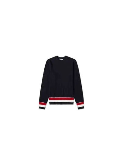 Men's Textured Crew Neck Knit Top Navy - THOM BROWNE - BALAAN 2