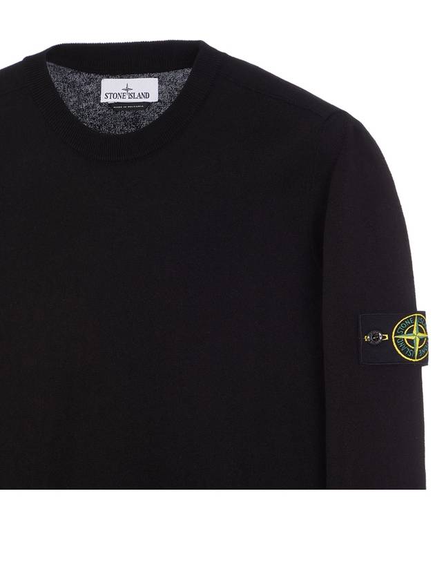 Wappen Patch Crew Neck Cotton Knit Top Black - STONE ISLAND - BALAAN 7