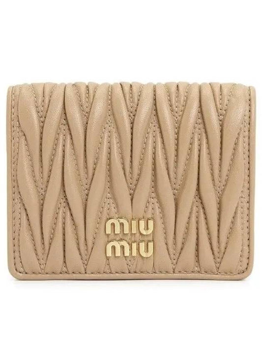 Matelasse Leather Half Wallet Beige - MIU MIU - BALAAN 2