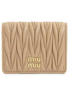 Matelasse Leather Half Wallet Beige - MIU MIU - BALAAN 2