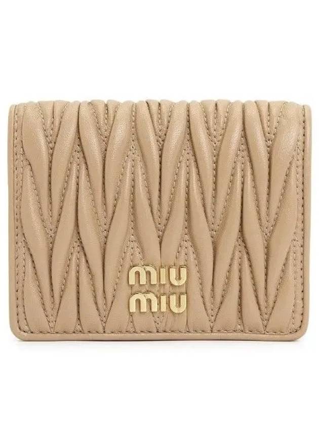 Matelasse Leather Half Wallet Beige - MIU MIU - BALAAN 3