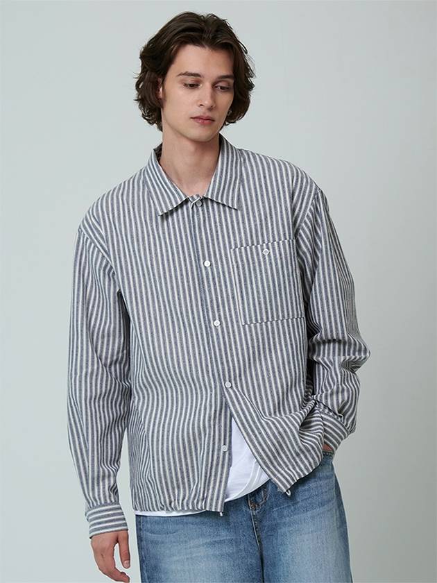MEN Striped Casual Pocket Shirt - PINBLACK - BALAAN 3