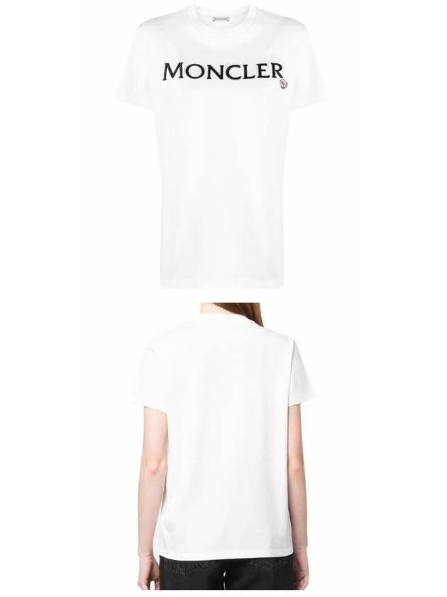 Embroidered Logo Cotton Short Sleeve T-Shirt White - MONCLER - BALAAN 5