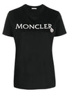 Embroidered Logo Cotton Short Sleeve T-Shirt Black - MONCLER - BALAAN 3