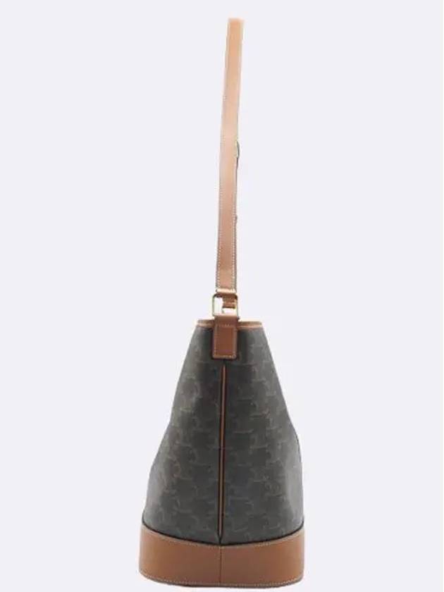 191132 Triope Canvas Brown Calfskin Medium Bucket Shoulder Bag - CELINE - BALAAN 3