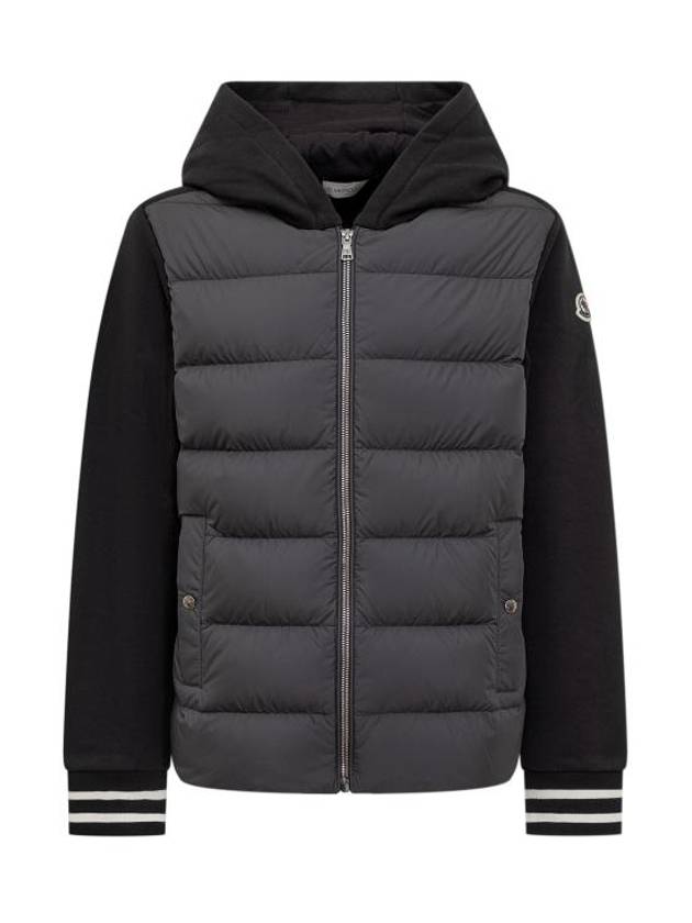 Kids Padded Cotton Blend Zip Up Jacket Black - MONCLER - BALAAN 1