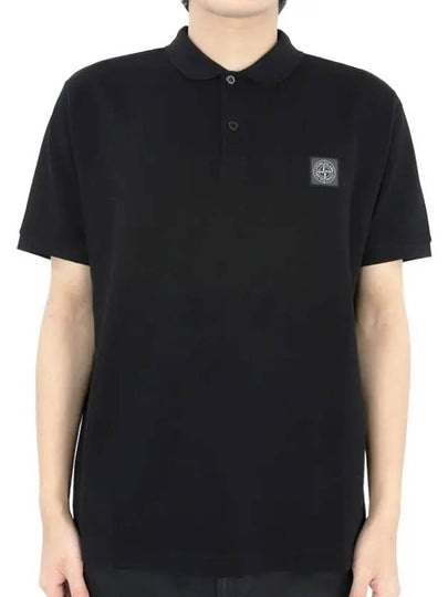 Compass Patch Short Sleeve Polo Shirt Black - STONE ISLAND - BALAAN 2