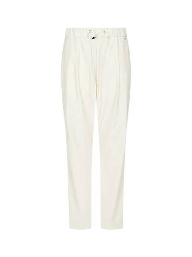 Women s One Tuck Fake Leather Banding Pants Ivory 271799 - HERNO - BALAAN 1