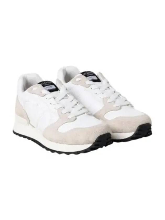 Logo Signature Suede Calfskin Low Top Sneakers Beige White - VALENTINO - BALAAN 2