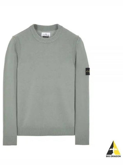 Logo Patch Crew Neck Wool Knit Top Grey - STONE ISLAND - BALAAN 2