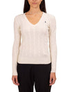 Kimberly Embroidered Logo Pony Cable Knit Top Cream - POLO RALPH LAUREN - BALAAN 4