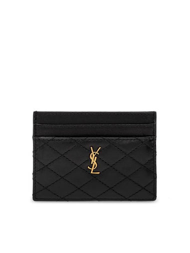 Gabi Quilted Lambskin Card Wallet Black - SAINT LAURENT - BALAAN 1