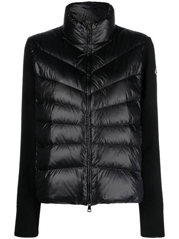 Padded Wool Cardigan Black - MONCLER - BALAAN 2