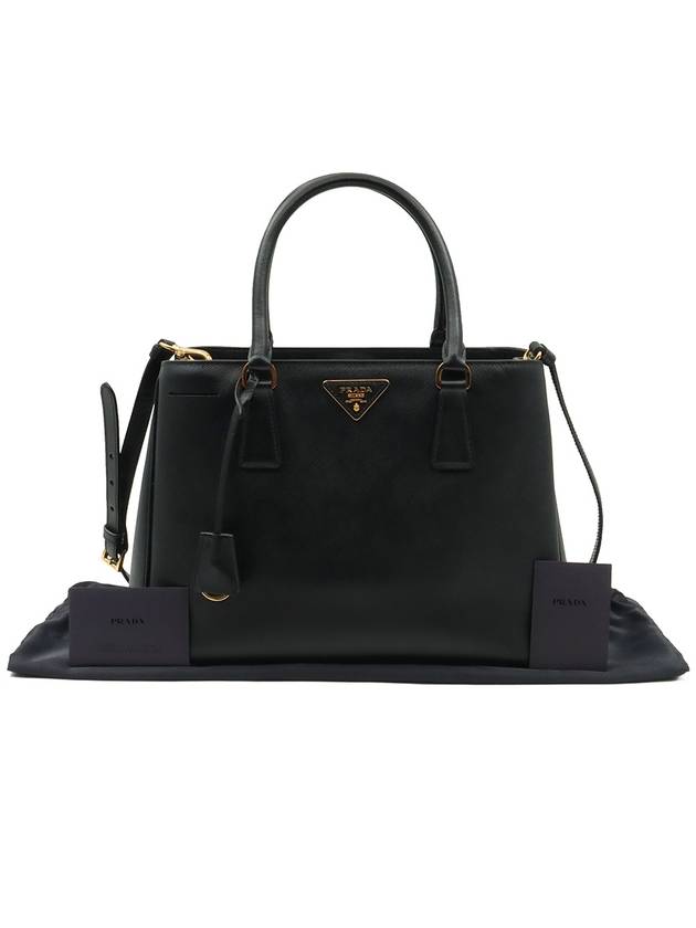 Black Saffiano Lux Gold Triangle Logo 2WAY - PRADA - BALAAN 2