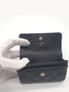 Shiny Grained Calfskin Strass Flap Card Wallet Black - CHANEL - BALAAN 6