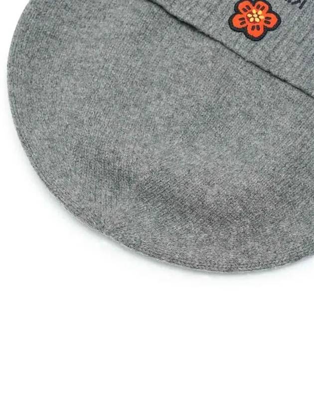 Bokeh Flower Logo Turn-Up Wool Beanie Grey - KENZO - BALAAN 5