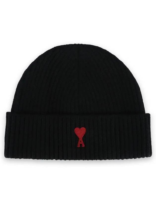 Heart Logo Wool Beanie Black - AMI - BALAAN 2