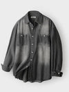 Biowashing two pocket denim shirt black - INDUST - BALAAN 5