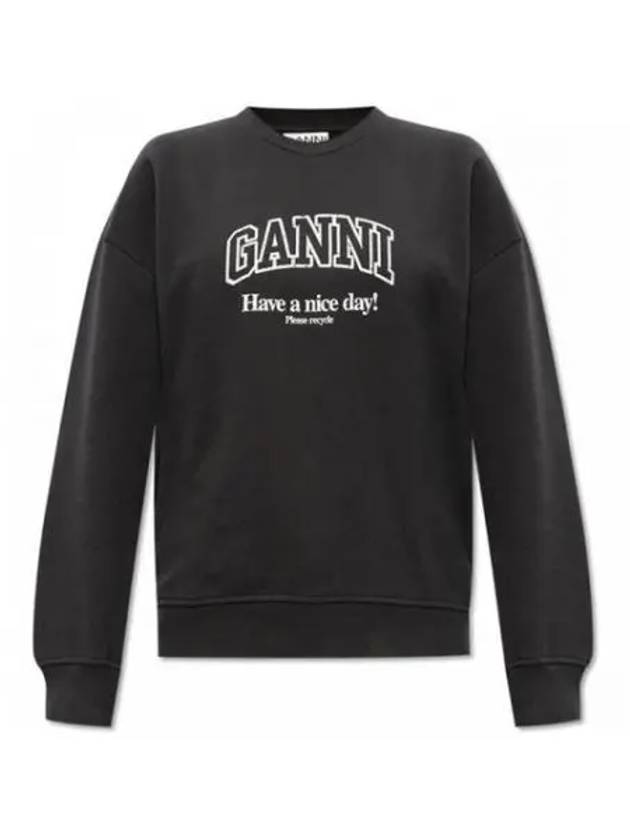 Logo Print Sweater Black - GANNI - BALAAN 2