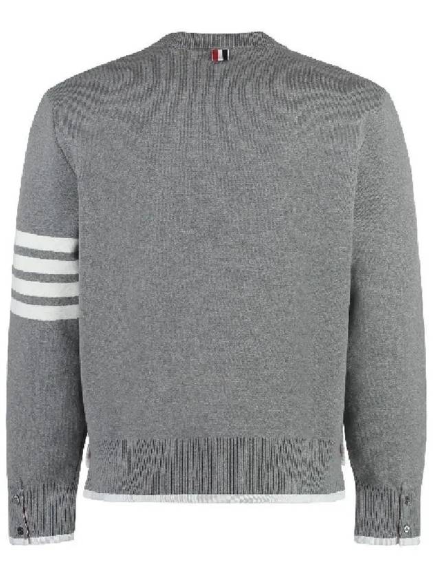 Milano Stitch 4-Bar Boxy Crew Neck Pullover Knit Top Grey - THOM BROWNE - BALAAN 3