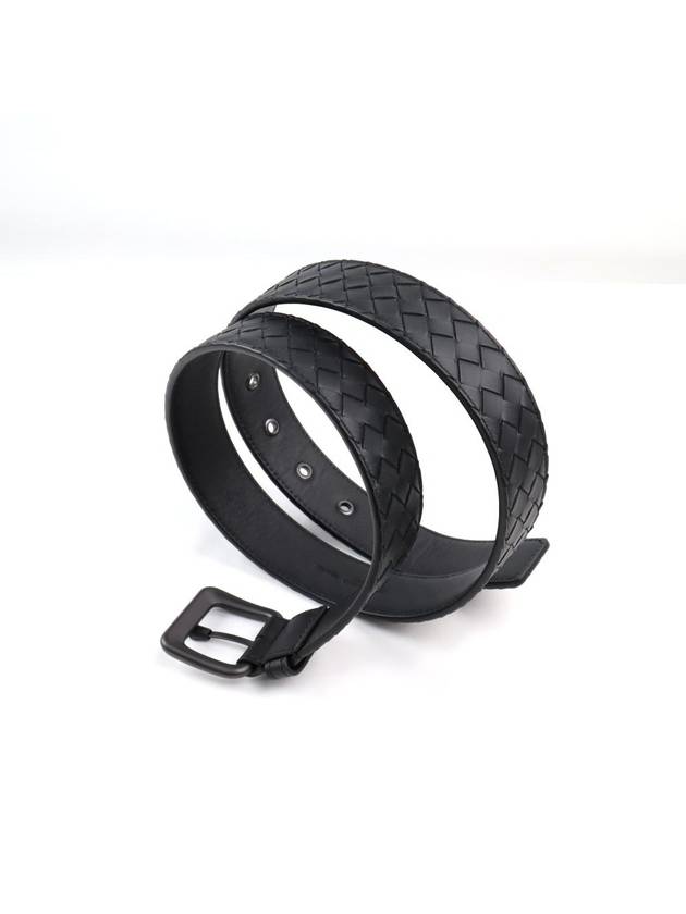 Intrecciato Leather Belt Black - BOTTEGA VENETA - BALAAN 5