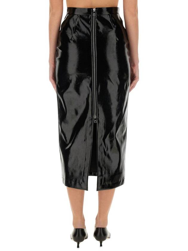 Patent leather midi H line skirt black - MSGM - BALAAN 4