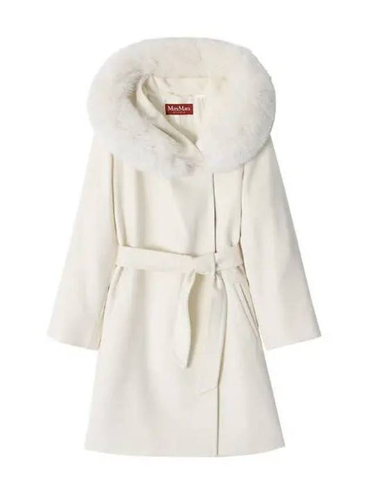 Studio 3 Mango Wool Hooded Single Coat White - MAX MARA - BALAAN 2