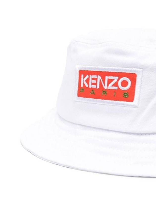 Logo Paris Sun Patch Cotton Bucket Hat White - KENZO - BALAAN 3