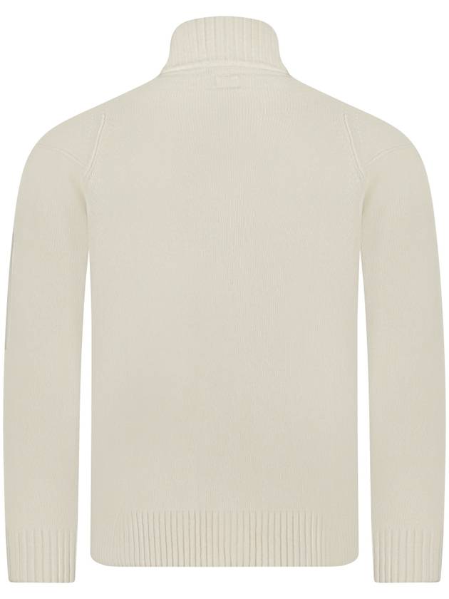 Lambswool GRS Zipped Cardigan White - CP COMPANY - BALAAN 3