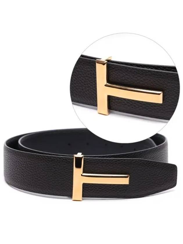 T Buckle Reversible Leather Belt Black Brown - TOM FORD - BALAAN 2