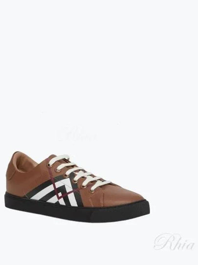 Chevron Check Leather Low Top Sneakers Brown - BURBERRY - BALAAN 2