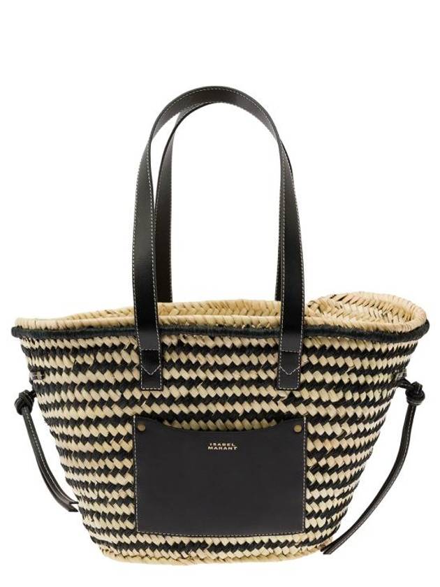 Cadix Medium Raffia Tote Bag Black - ISABEL MARANT - BALAAN 1