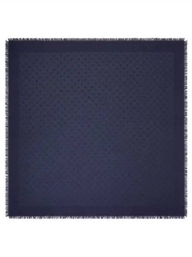 T Monogram Jacquard Traveler Scarf Navy - TORY BURCH - BALAAN 2