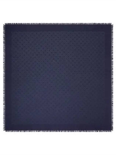 T Monogram Jacquard Traveler Scarf Navy - TORY BURCH - BALAAN 2