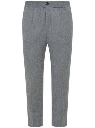 Band Crop Slim Fit Straight Pants Grey - AMI - BALAAN 1