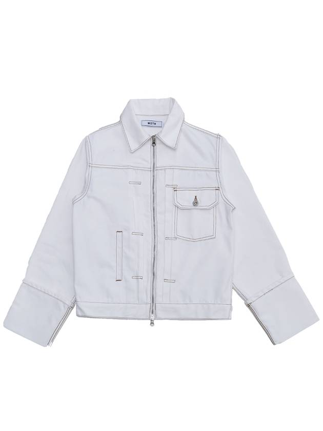 Women's Non Fade Roll-up Denim Jacket White - MOTH - BALAAN 3