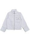 Women's Non-fade Roll-up Denim Jacket White - MOTH - BALAAN 3