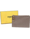 Fendi 8N0184 Beige leather micro FF logo gold plated zipper medium pouch - FENDI - BALAAN 2