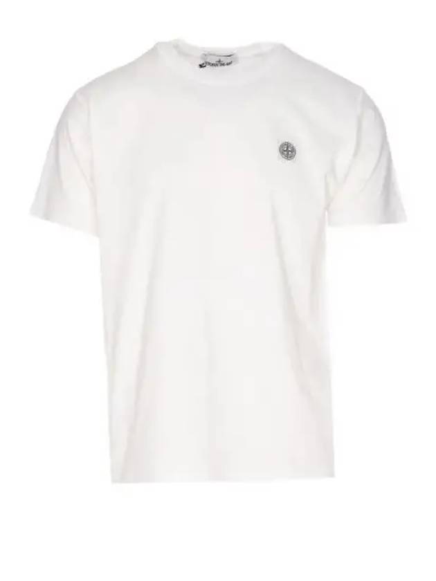 Pisato Effect Logo Patch Short Sleeve T-Shirt White - STONE ISLAND - BALAAN 2