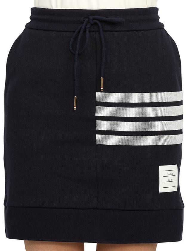 Double Face 4 Bar Knit Mini A Line Skirt Navy - THOM BROWNE - BALAAN 7