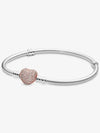 Rose Moments Pave Heart Clasp Bracelet Silver - PANDORA - BALAAN.