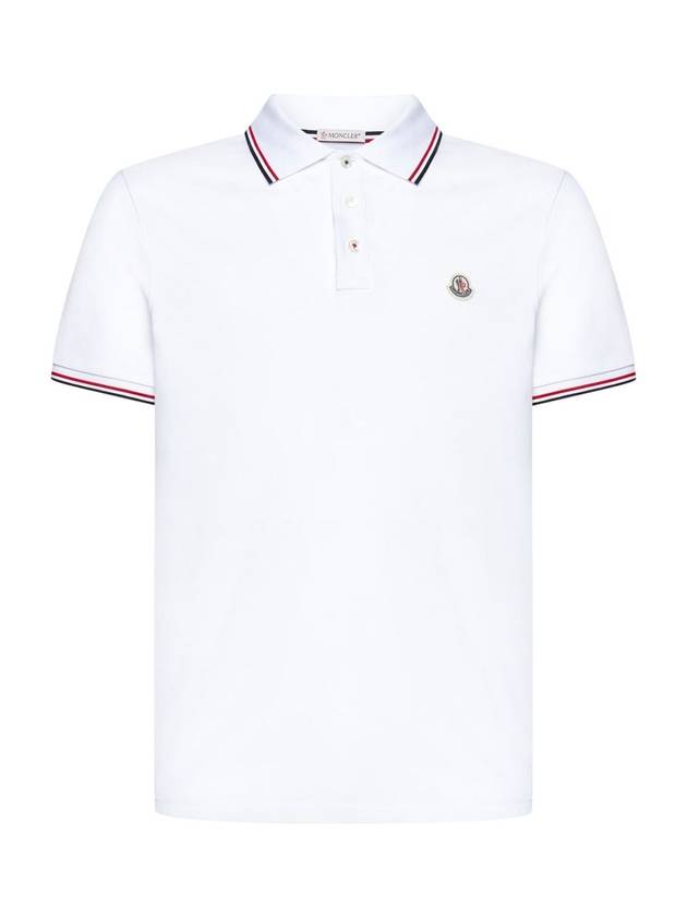 Logo Patch Short Sleeve Polo Optical White - MONCLER - BALAAN 1